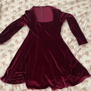 Elegant Velvet Burgundy Dress